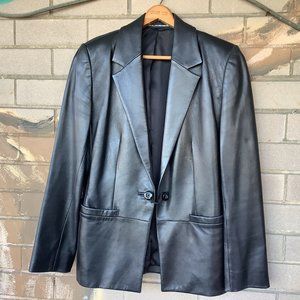Black Lambskin Leather Blazer
